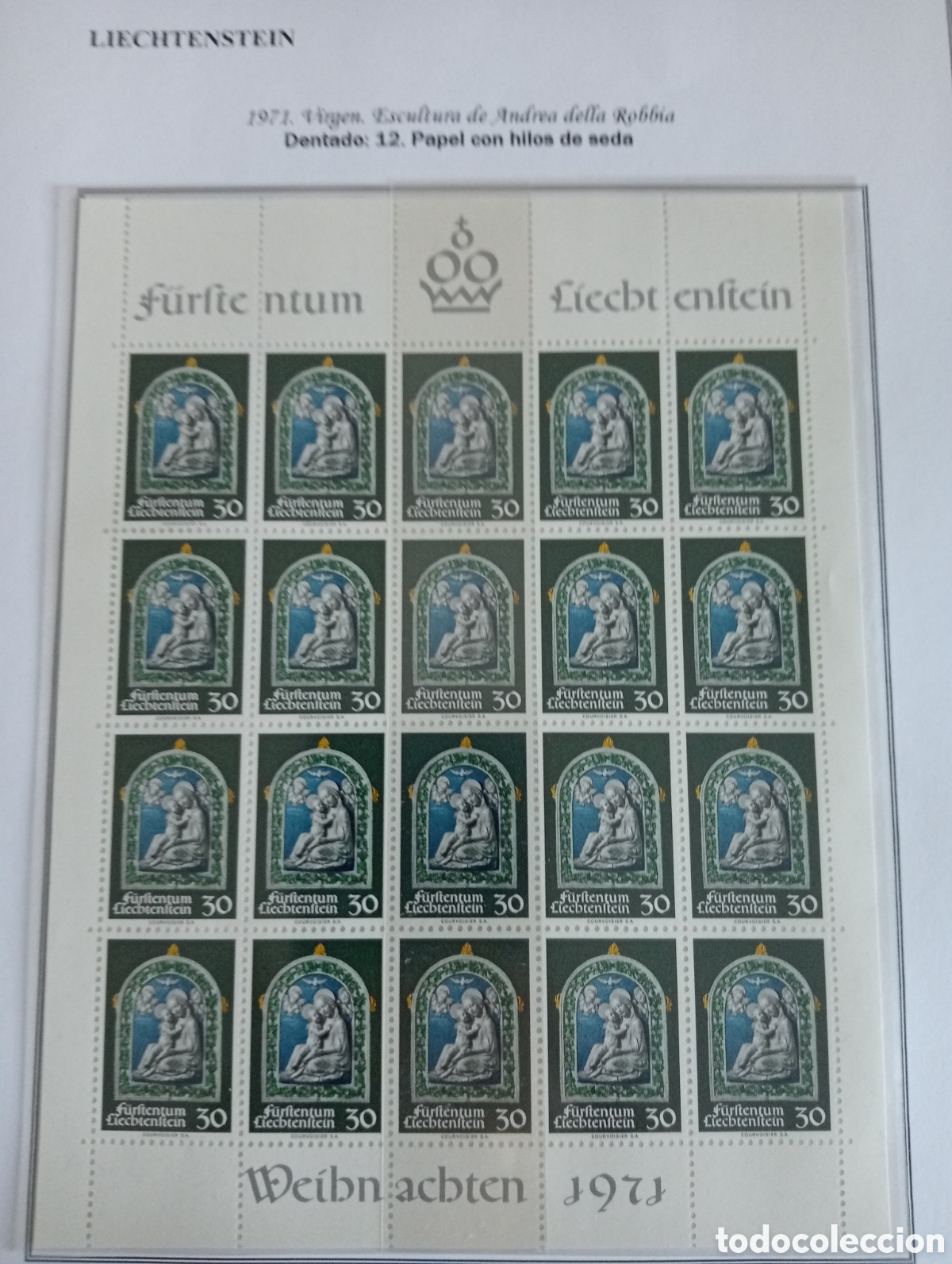 Sellos: Liechtenstein, 1971. Navidad. Escultura. Ivert 498. Pedido m&iacute;nimo 3 &euro;