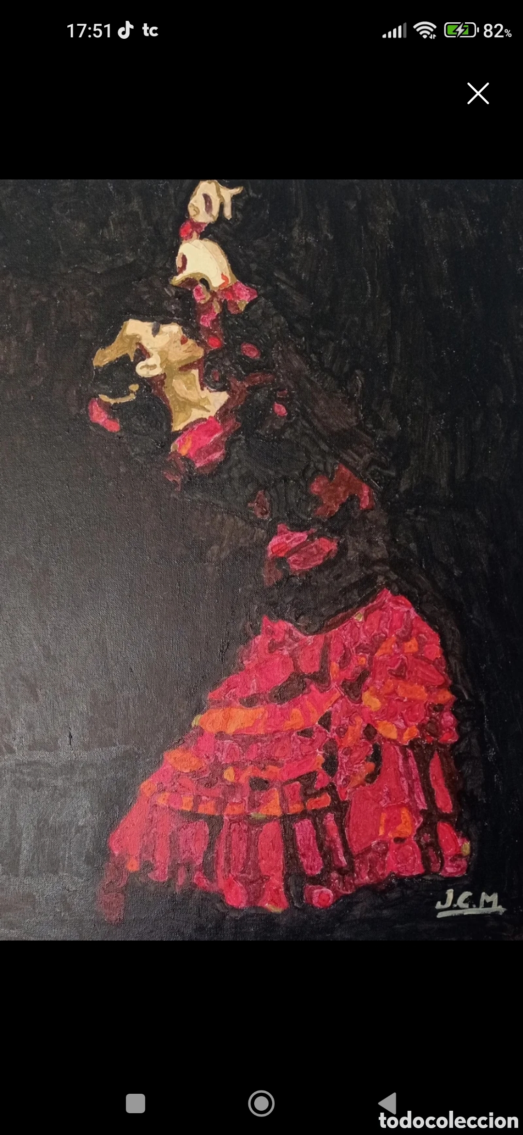 Sellos: Cuadro de mujer flamenca bailando - Foto 1