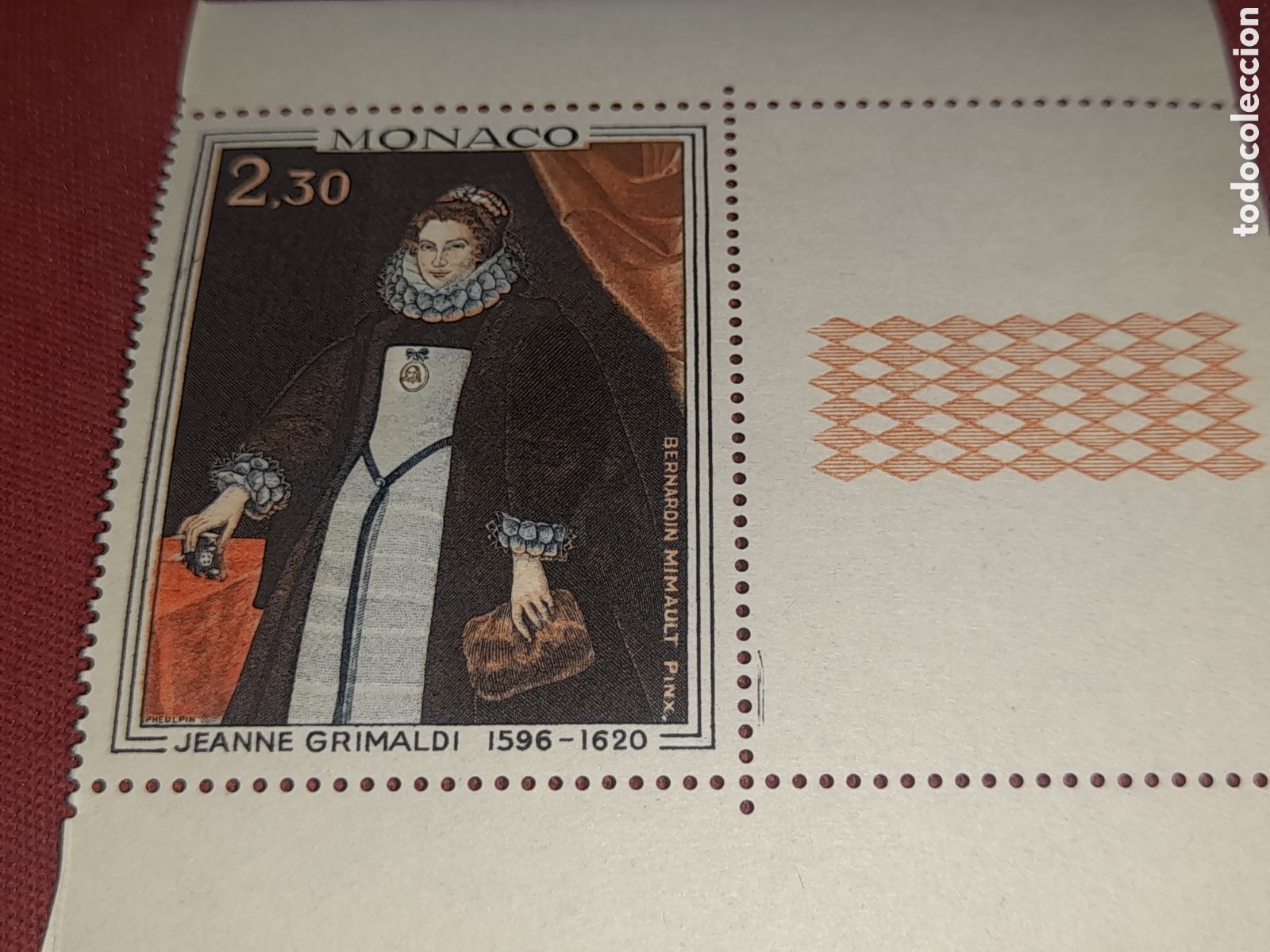 Sellos: Sello (1/2v) Monaco nuevo 1967. J. Grimaldi. Pintura. Arte Mimault Monedas. Jefes estado. Historia.