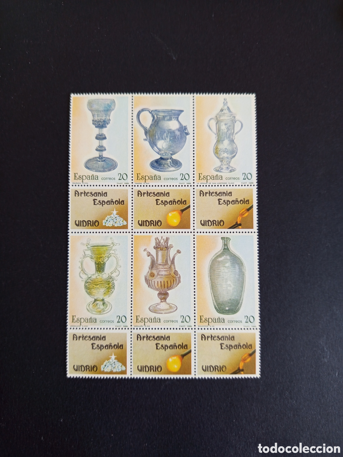 Sellos: Espa&ntilde;a, 1988. Artesan&iacute;a: vidrio. Edifil 2941/6. Pedido m&iacute;nimo 3 &euro;