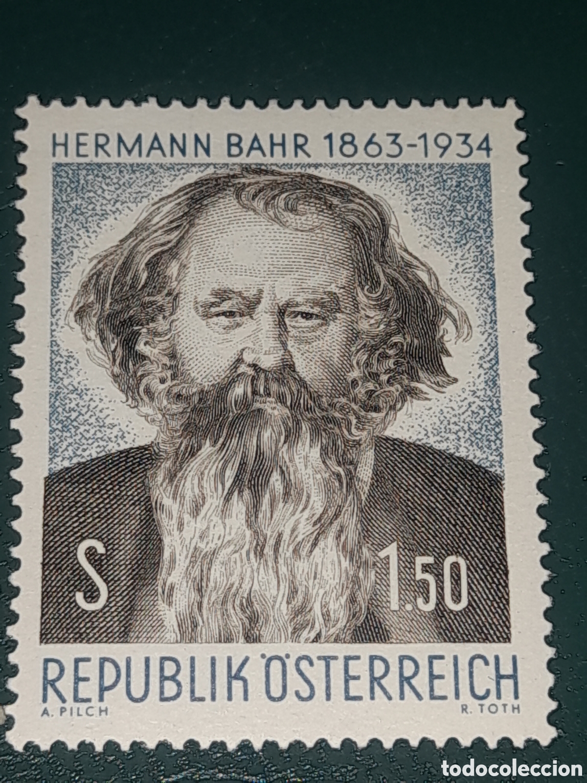 Sellos: Sello Austria nuevo 1963. 100Aniv nacimiento poeta H. Baht. Literatura. Letras. Arte. Autor.