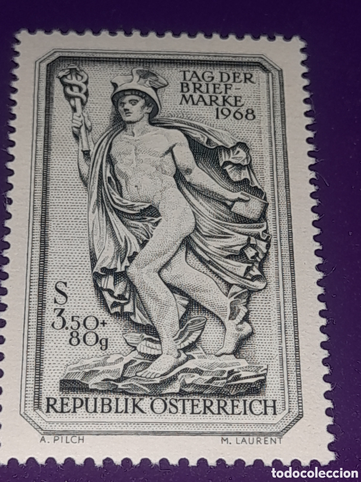Sellos: Sello Austria nuevo 1968. D&iacute;a sello. Talla. Arte. Escultura.