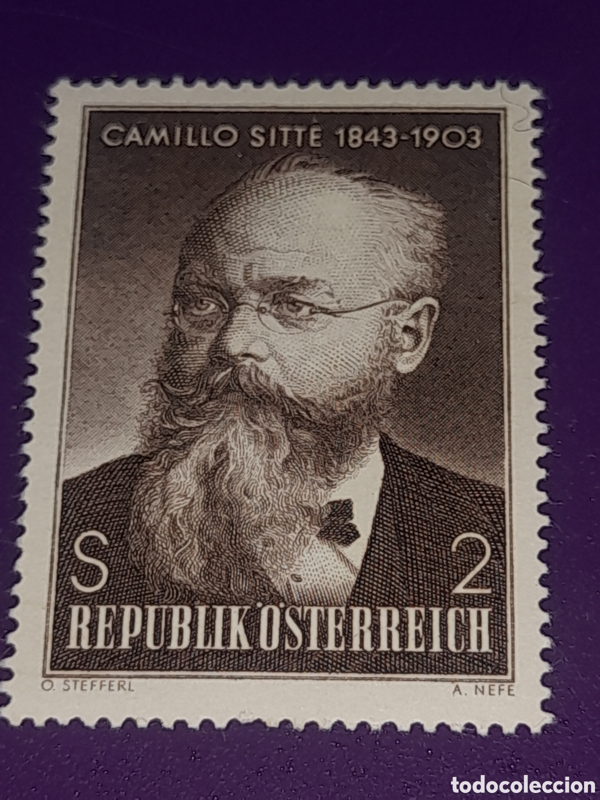 Sellos: Sello Austria nuevo 1968. 125Aniv nacimiento arquitectura C. Sitte. Arte.