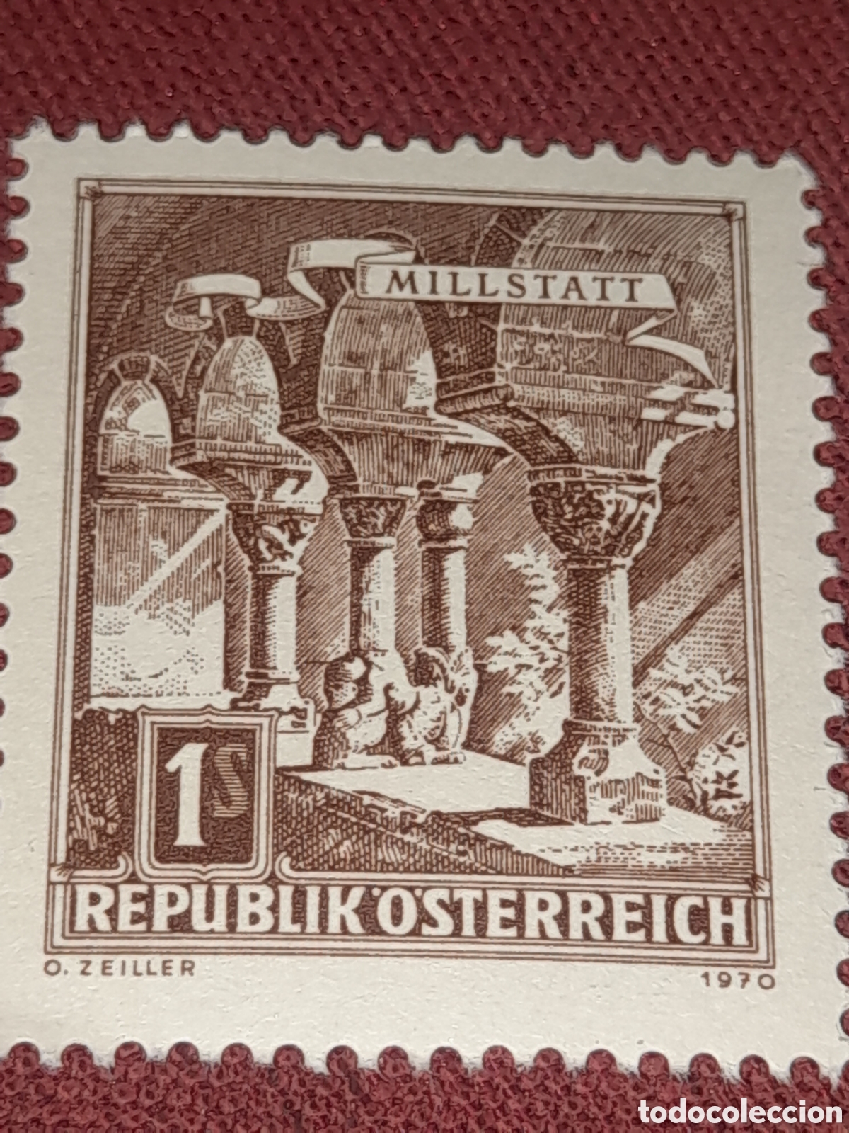 Sellos: Sello Austria nuevo 1970. Monumentos. Abad&iacute;a Mil&ntilde;statt. Claustro romano. Arqueolog&iacute;a. Historia. Teso
