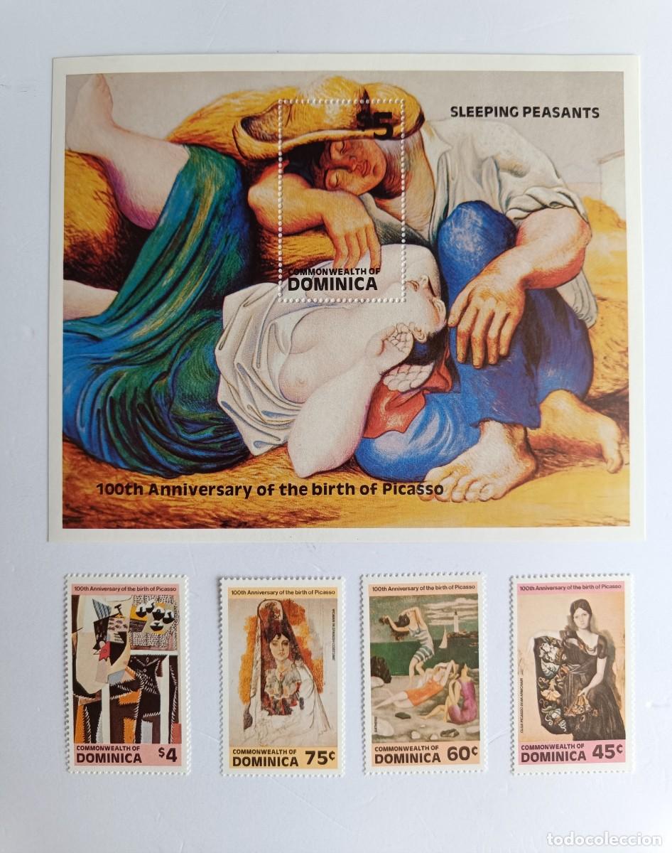 Sellos: PABLO PICASSO 4 SELLOS Y 1 HOJITA DE DOMINICA - ANIVERSARIO PABLO PICASSO