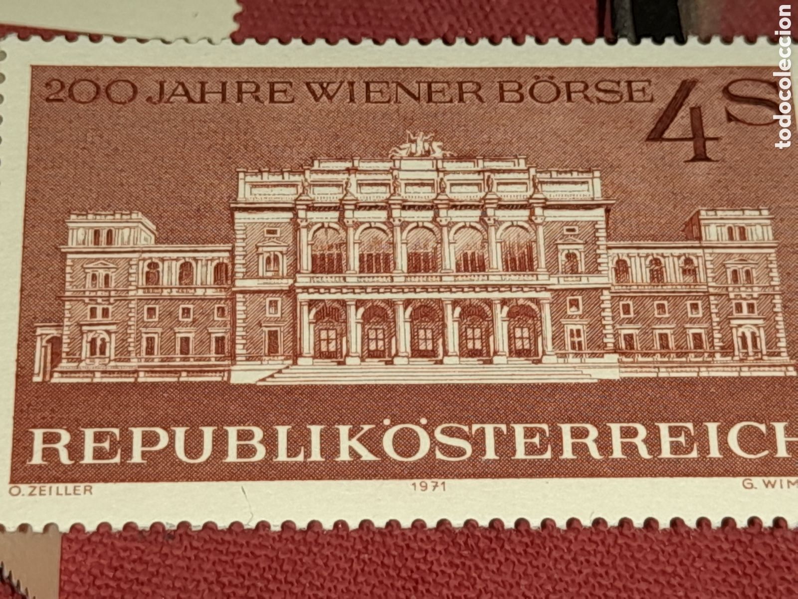 Sellos: Sello Austria nuevo 1971. 200Aniv bolsa. Sede. Econom&iacute;a. Arquitectura. Edificio.