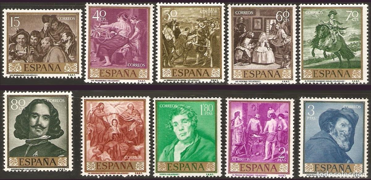 Sellos: 10v Espa&ntilde;a, 1959 | Vel&aacute;zquez paintings | Edifil: 1238/47 - Mi: 1135/44 - Sc: 893/902 MNH **