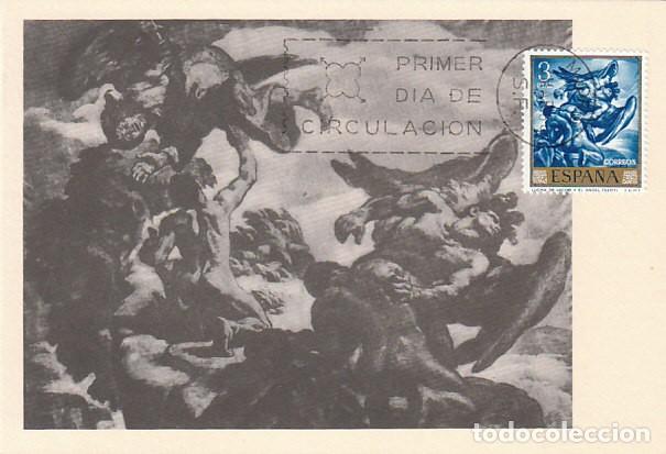 Sellos: EDIFIL 1717, SERT: JACOB Y EL ANGEL, TARJETA MAXIMA DE PRIMER DIA DE 23-3-1966