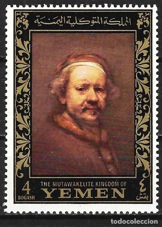 Sellos: Yemen ( Reino ) 1967 - Mi 279A - YT 243 - Pintura autaretrato de Rembrandt - MH*