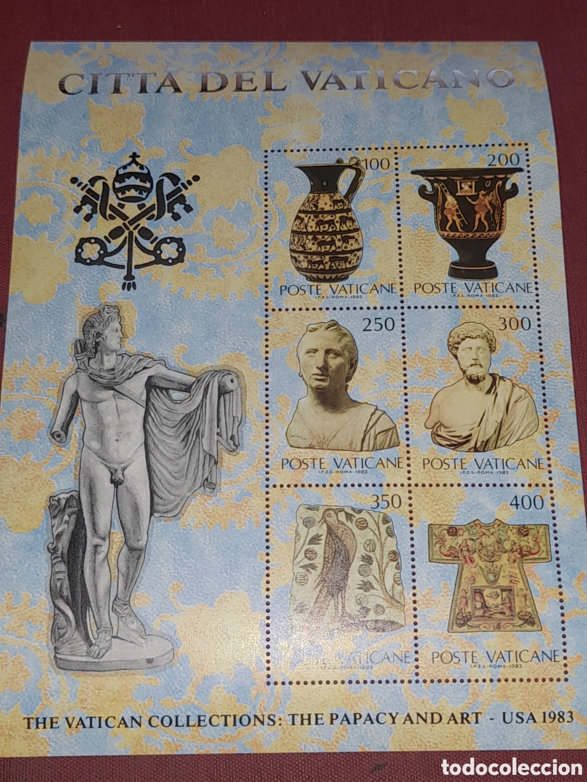 Sellos: HB Vaticano nuevo 1983. Coleccion Arte. Apolo. Escudo papal. Tallas. Cera mica. Art esania. Arqueol