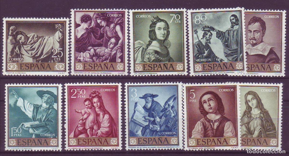 Sellos: 10v Espa&ntilde;a, 1962 | F. de Zurbar&aacute;n | Edifil: 1418/27 - Yv: 1083/92 - Mi: 1304/13 MNH **