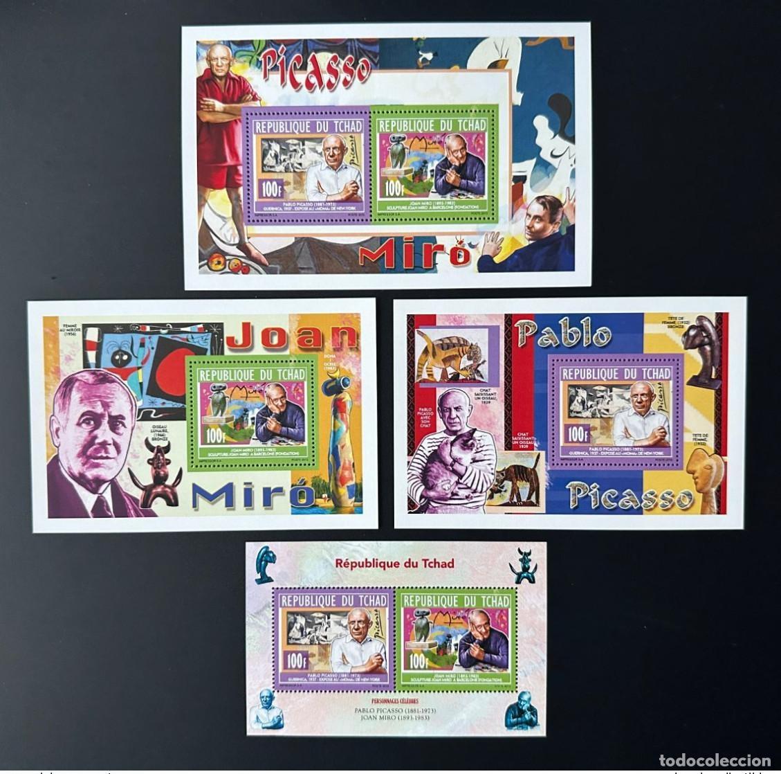 Sellos: Chad 2013 Mi. 2672 - 2674 Bl. 541 542 Art Pablo Picasso Juan Mir&oacute; Cat