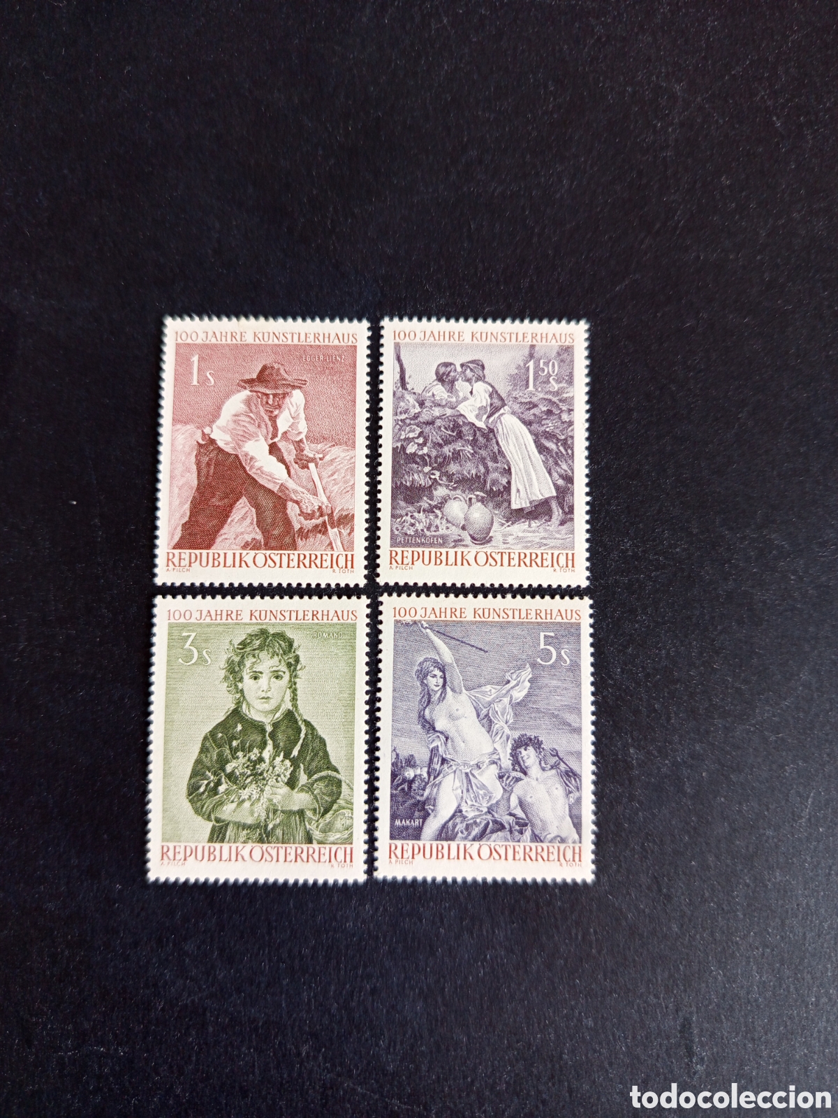 Sellos: AUSTRIA, 1961. Centenario Sociedad de los Artistas. Yvert 927/30. Ver fotos. Pedido m&iacute;nimo 3 &euro;.