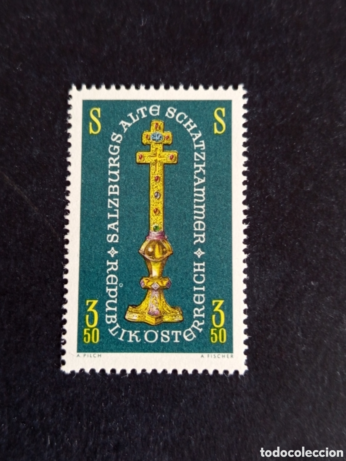 Sellos: AUSTRIA, 1967. Orfebrer&iacute;a: Cruz medieval de oro. Yvert 1073. Ver fotos. Pedido m&iacute;nimo 3 &euro;.