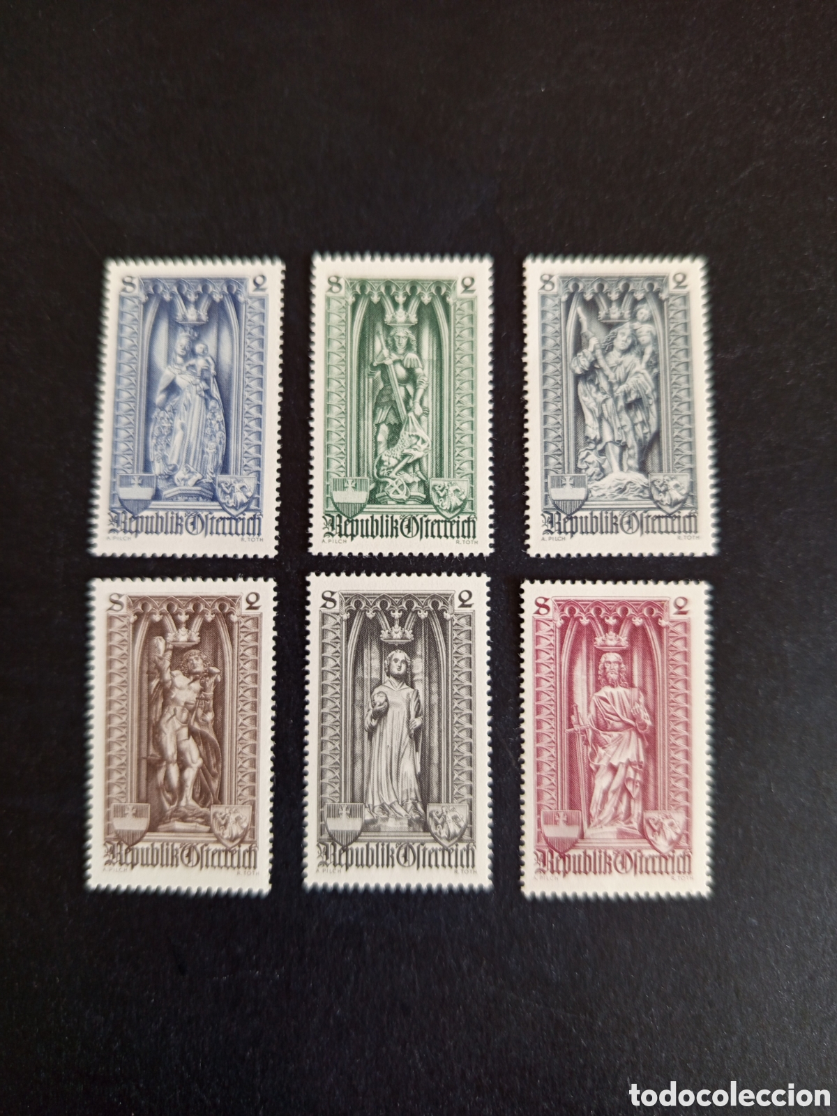 Sellos: AUSTRIA, 1969. Estatuas Catedral de Viena. Yvert 1114/9. Ver fotos. Pedido m&iacute;nimo 3 &euro;.
