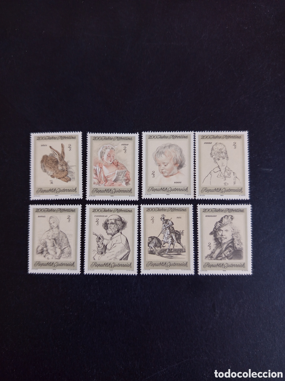 Sellos: AUSTRIA, 1969. Arte gr&aacute;fico La Albertina. Diversos autores. Yvert 1142/9. Ver fotos.Pedido m&iacute;nimo 3&euro;