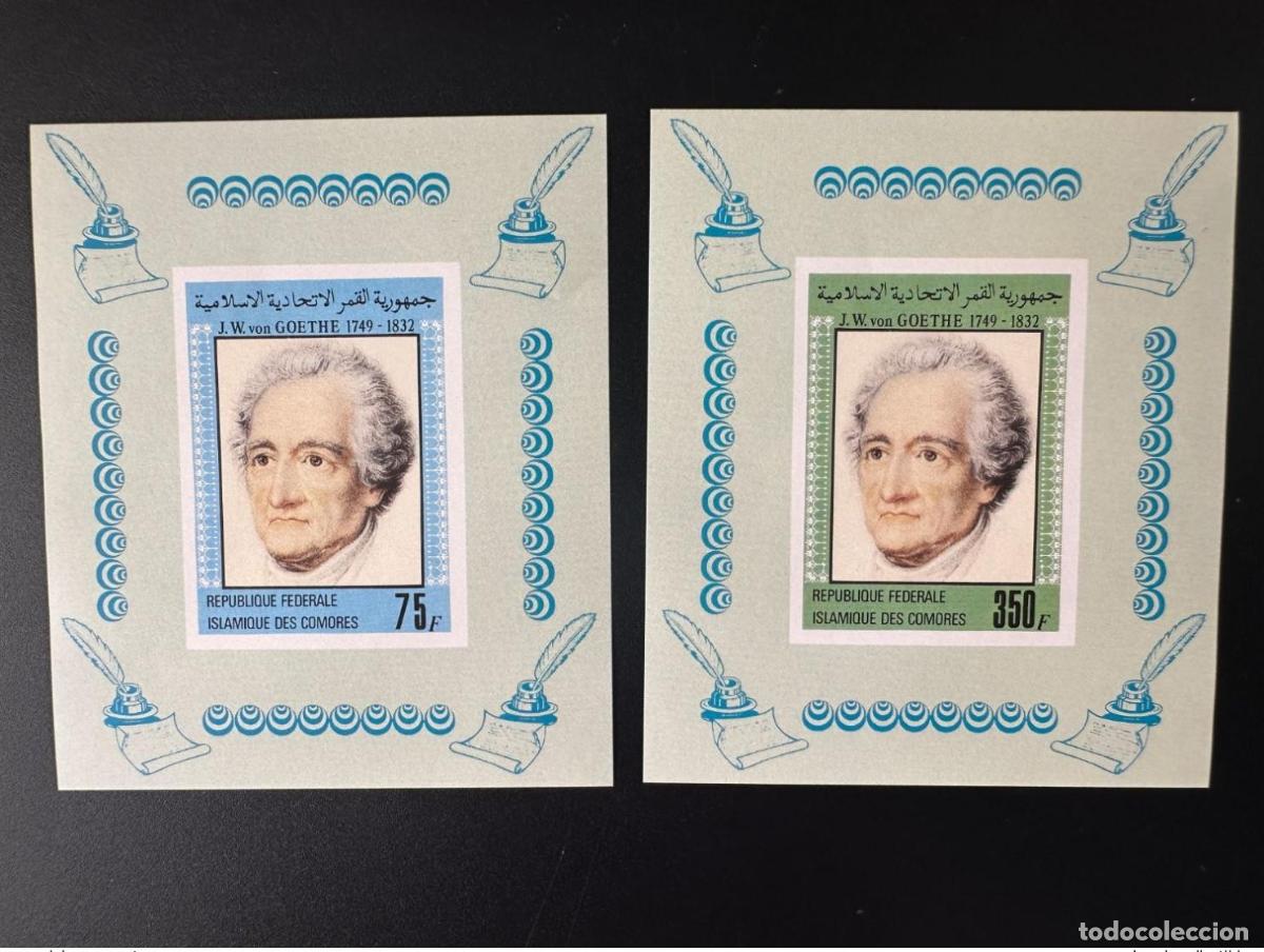 Sellos: Comoras 1982 Mi. 657 - 658 bloques de lujo ND IMPERF Johann Wolfgang von Goethe