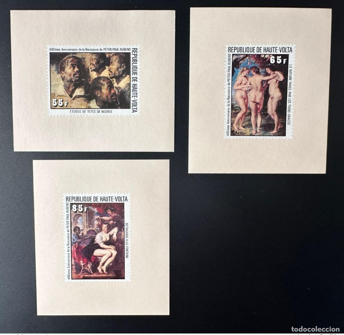Sellos: Upper Volta 1977 Mi. 690 - 692 bloques pintura art&iacute;stica de lujo ND Peter Paul Rubens