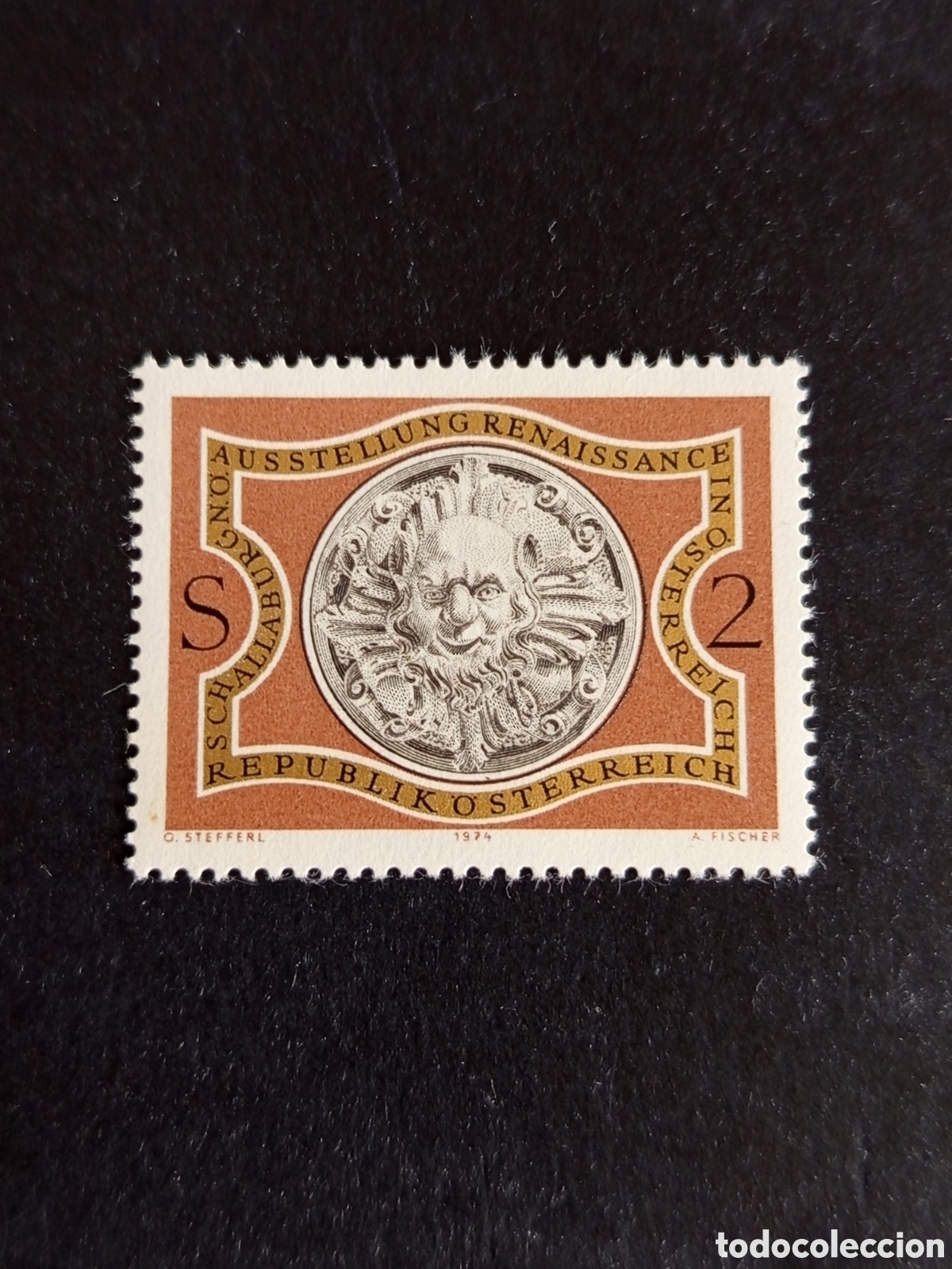 Sellos: AUSTRIA, 1974. M&aacute;scara de s&aacute;tiro en Terracota. Arte. Yvert 1281. Pedido m&iacute;nimo 3 &euro;. Ver fotos.