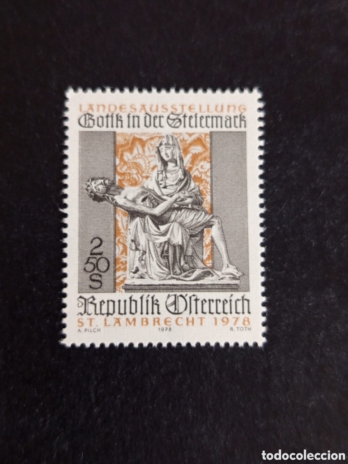 Sellos: AUSTRIA, 1978. Arte G&oacute;tico en Styria. Escultura: Piedad. Yvert 1404. Pedido m&iacute;nimo 3 &euro;. Ver fotos.