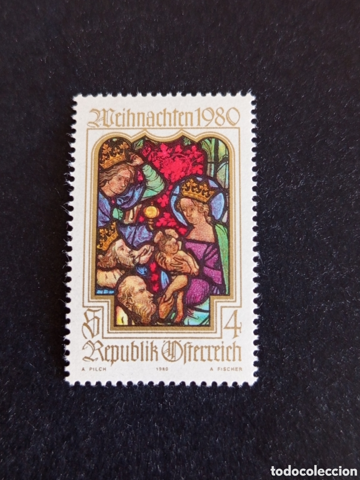 Sellos: AUSTRIA, 1980. Navidad. Vidriera. Yvert 1491. Pedido m&iacute;nimo 3 &euro;. Ver fotos. Serie completa en nuevo