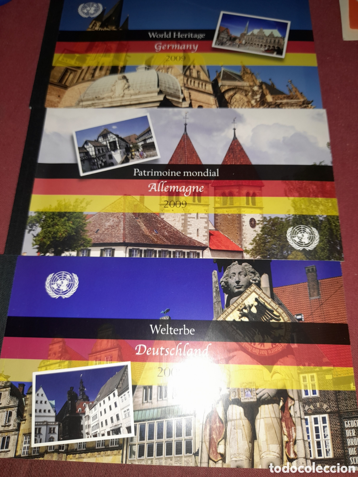 Sellos: Sello, Carnet Viena, Ginebra, EE. UU, Naciones Unidas nuevo 2009. UNESCO. Patri humanidad. Alemania.