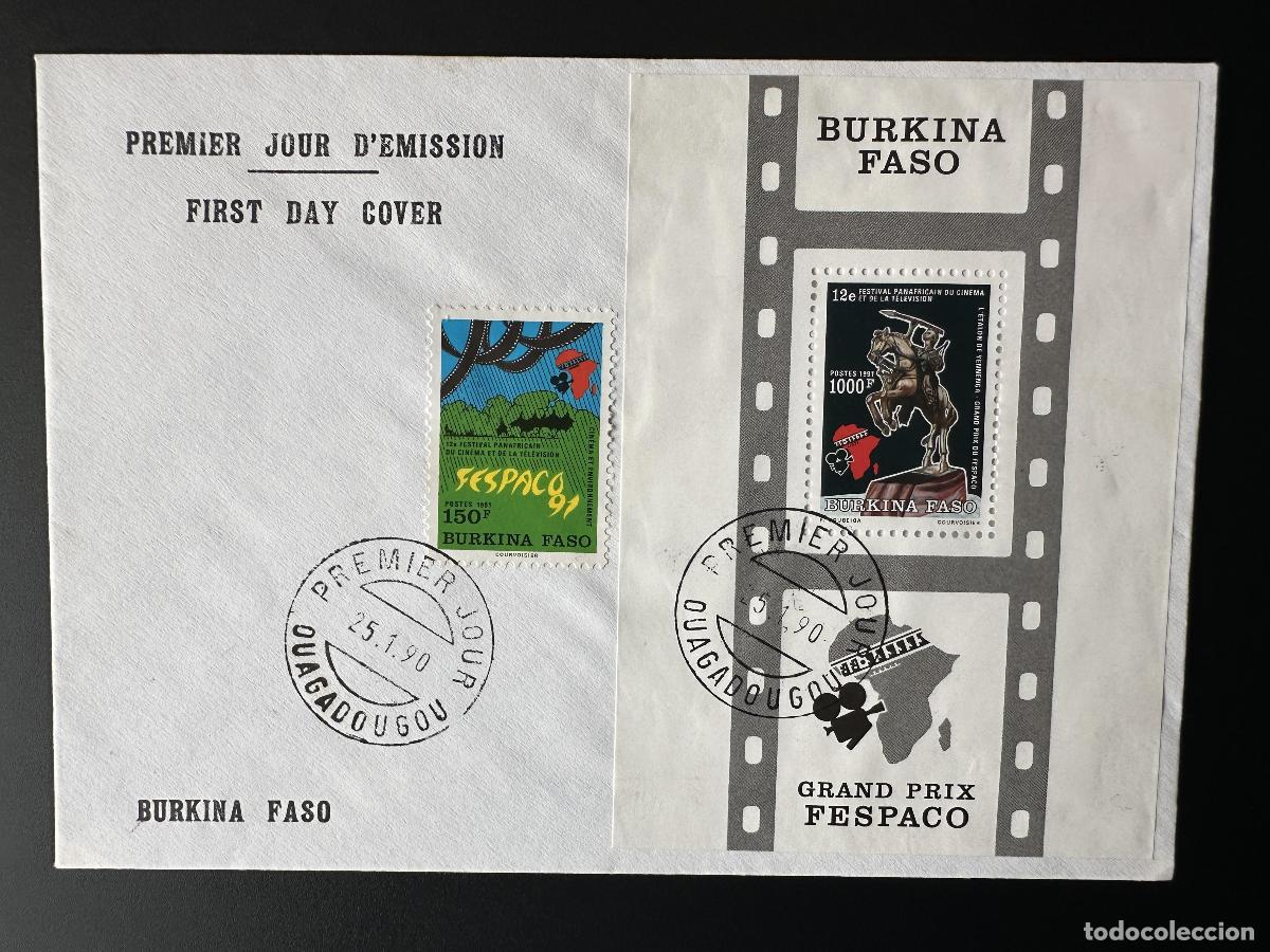 Sellos: Burkina Faso 1990/1991 Mi. 1246 Bl. 135 FDC FESPACO 12&ordm; Festival de Cine
