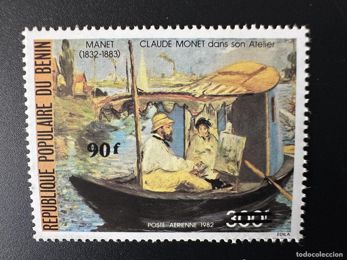 Sellos: Benin 1984 Mi. 375 Pintura Art Manet Claude Monet Barco sobrecargado