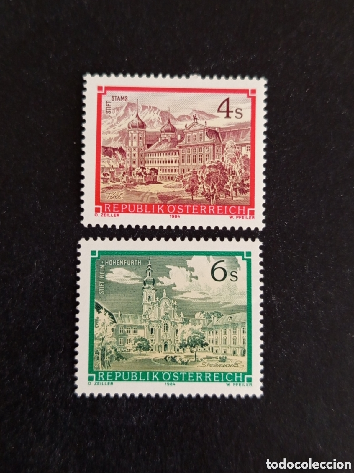 Sellos: AUSTRIA, 1984. Abad&iacute;as Stams y Rein-Hohenfurth. Yvert 1620/1. Pedido m&iacute;nimo 3 &euro;. Ver fotos.