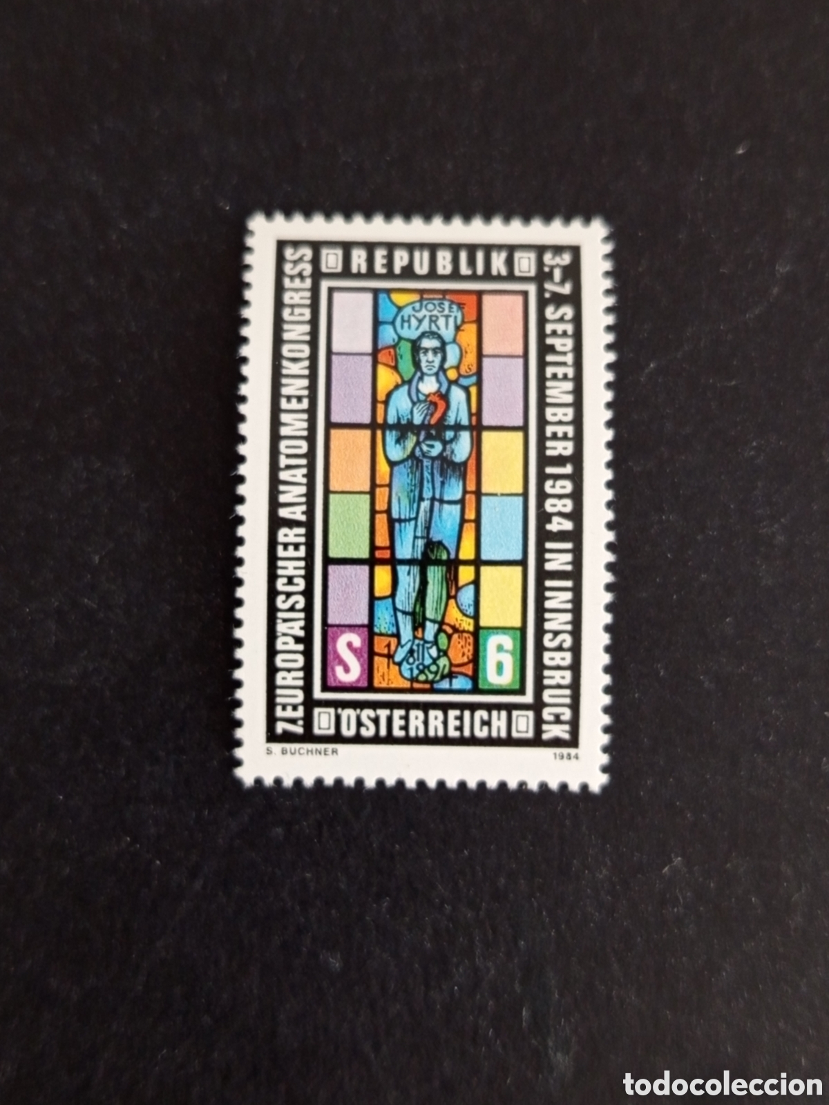 Sellos: AUSTRIA, 1984. Congreso Anatom&iacute;a. Vidriera. Yvert 1619. Pedido m&iacute;nimo 3 &euro;. Ver fotos. Serie completa