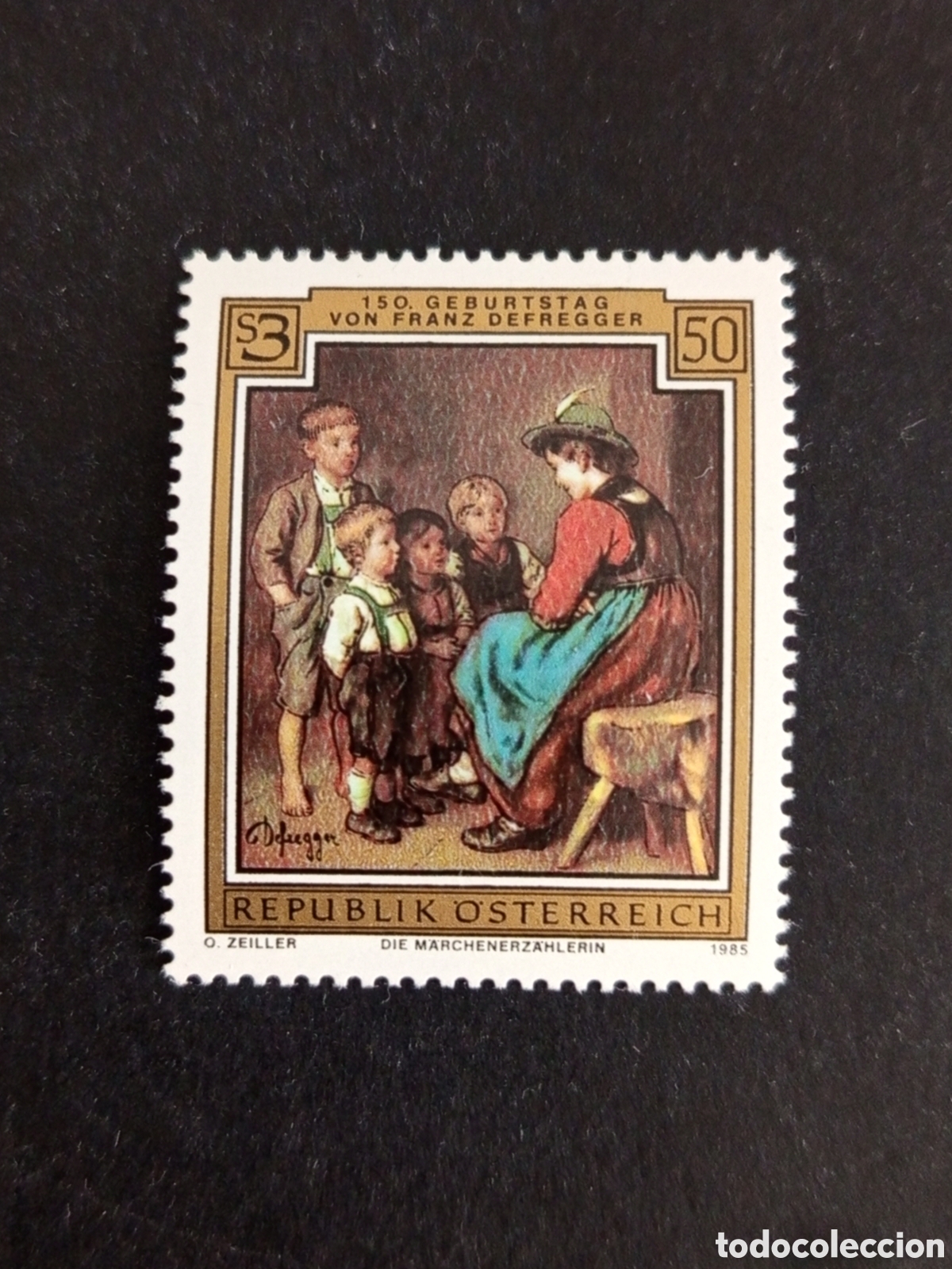 Sellos: AUSTRIA, 1985. Franz von Defregger, pintor. Escena infantil. Yvert 1638. Pedido m&iacute;nimo 3 &euro;. Ver foto