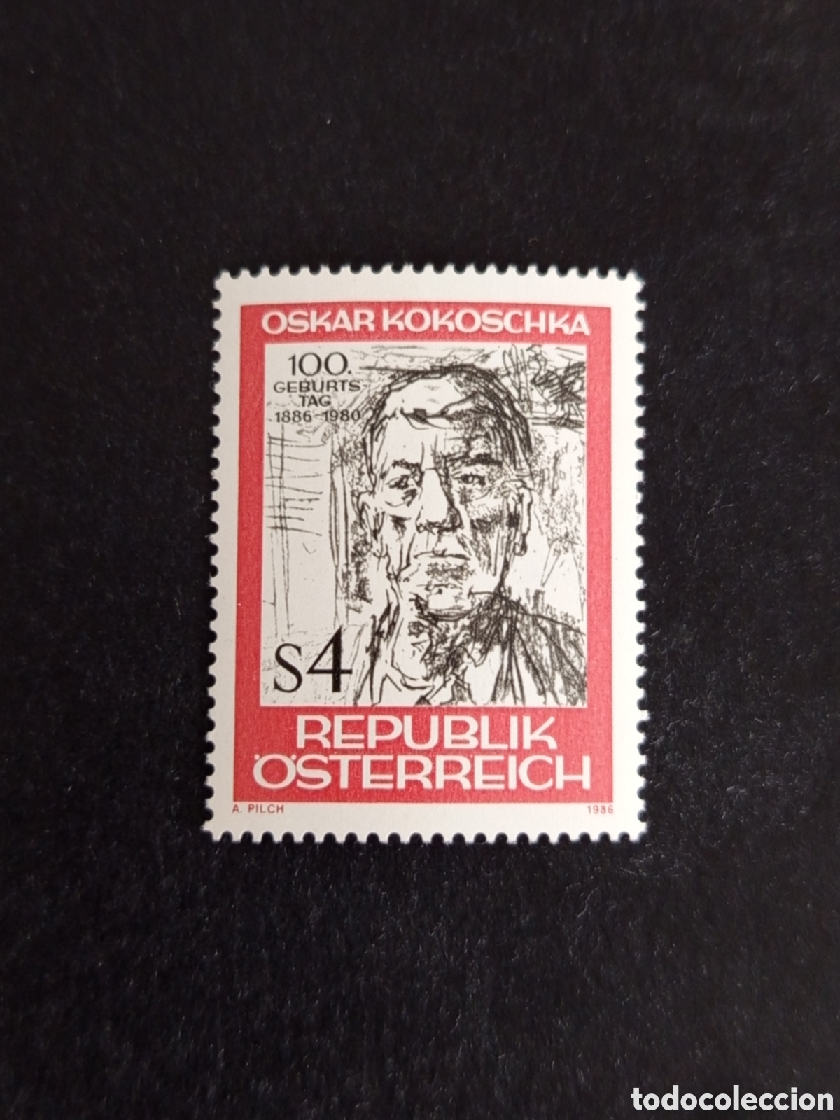 Sellos: AUSTRIA, 1986. Oskar Kokoschka, pintor. Autorretrato . Yvert 1670. Pedido m&iacute;nimo 3 &euro;. Ver fotos.