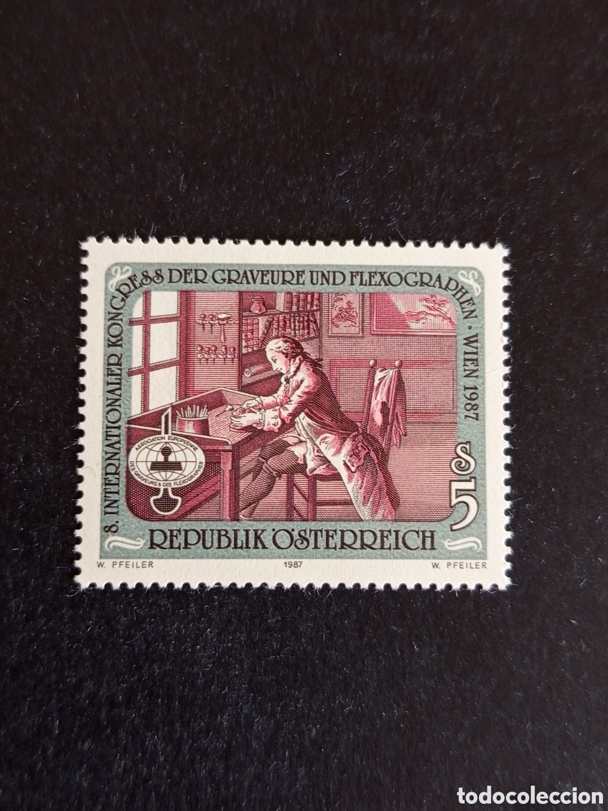 Sellos: AUSTRIA, 1987. Grabadores. Grabado y flecografia. Yvert 1717. Pedido m&iacute;nimo 3 &euro;. Ver fotos