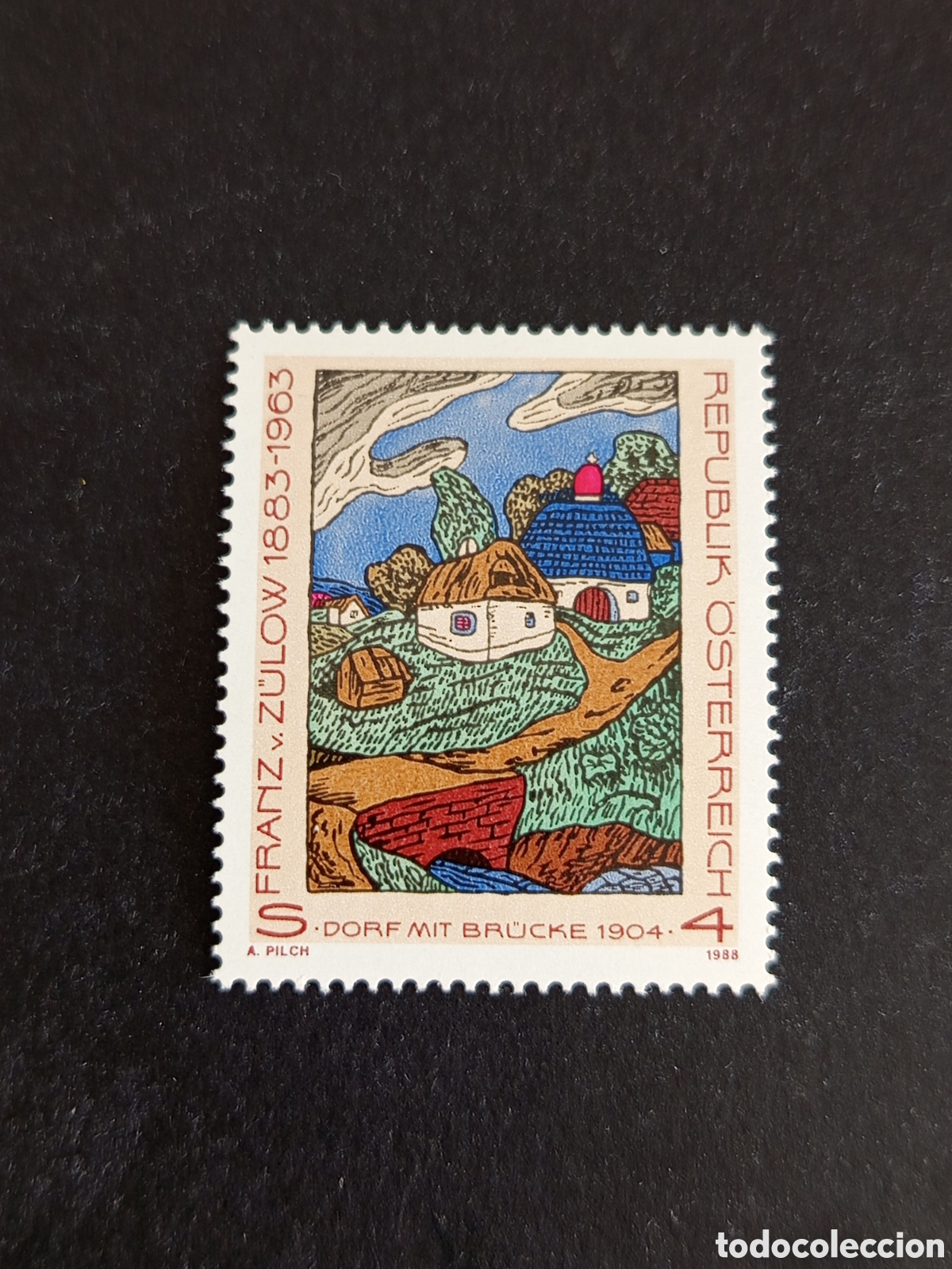 Sellos: AUSTRIA, 1987. Villa de Bridge pintura de F. Von Zulow. Yvert 1741. Pedido m&iacute;nimo 3 &euro;. Ver fotos.