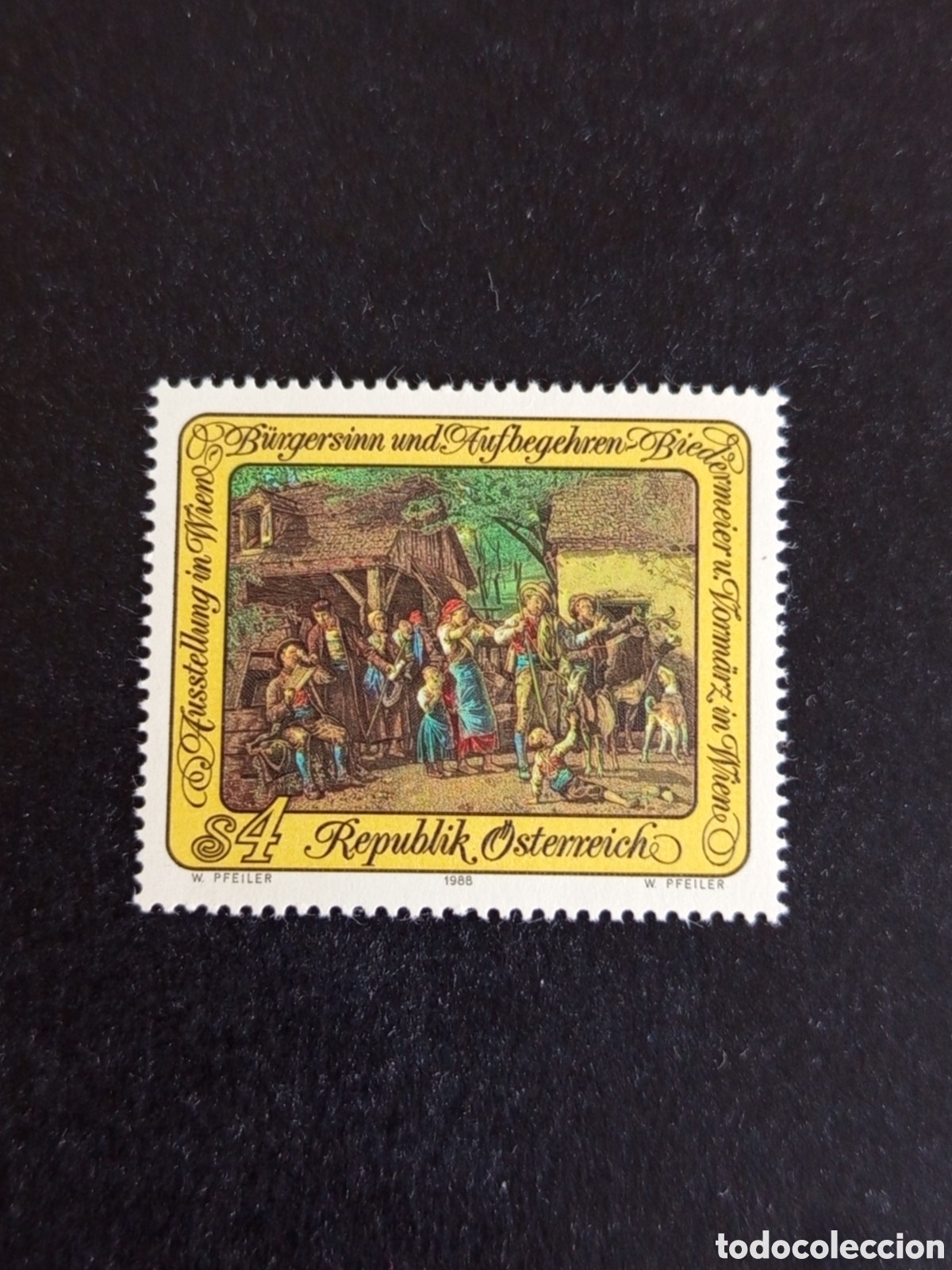 Sellos: AUSTRIA, 1988. Exposici&oacute;n Biedermeier en Viena. Pintura. Yvert 1743. Pedido m&iacute;nimo 3 &euro;. Ver fotos.