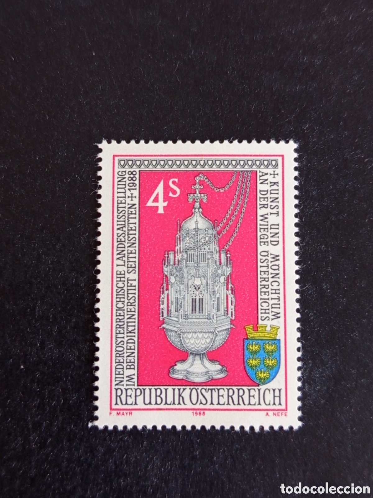 Sellos: AUSTRIA, 1988. Exposici&oacute;n Abad&iacute;a Seitenstetten. Orfebrer&iacute;a. Incensario. Yvert 1749. Pedido m&iacute;nimo 3&euro;