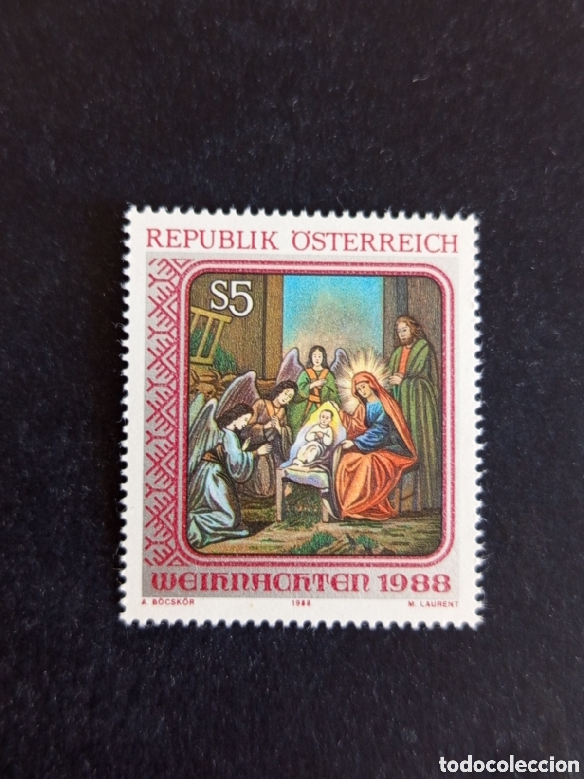 Sellos: AUSTRIA, 1988. Navidad. Icono Nacimiento. Yvert 1772. Pedido m&iacute;nimo 3 &euro;. Ver fotos. Serie completa