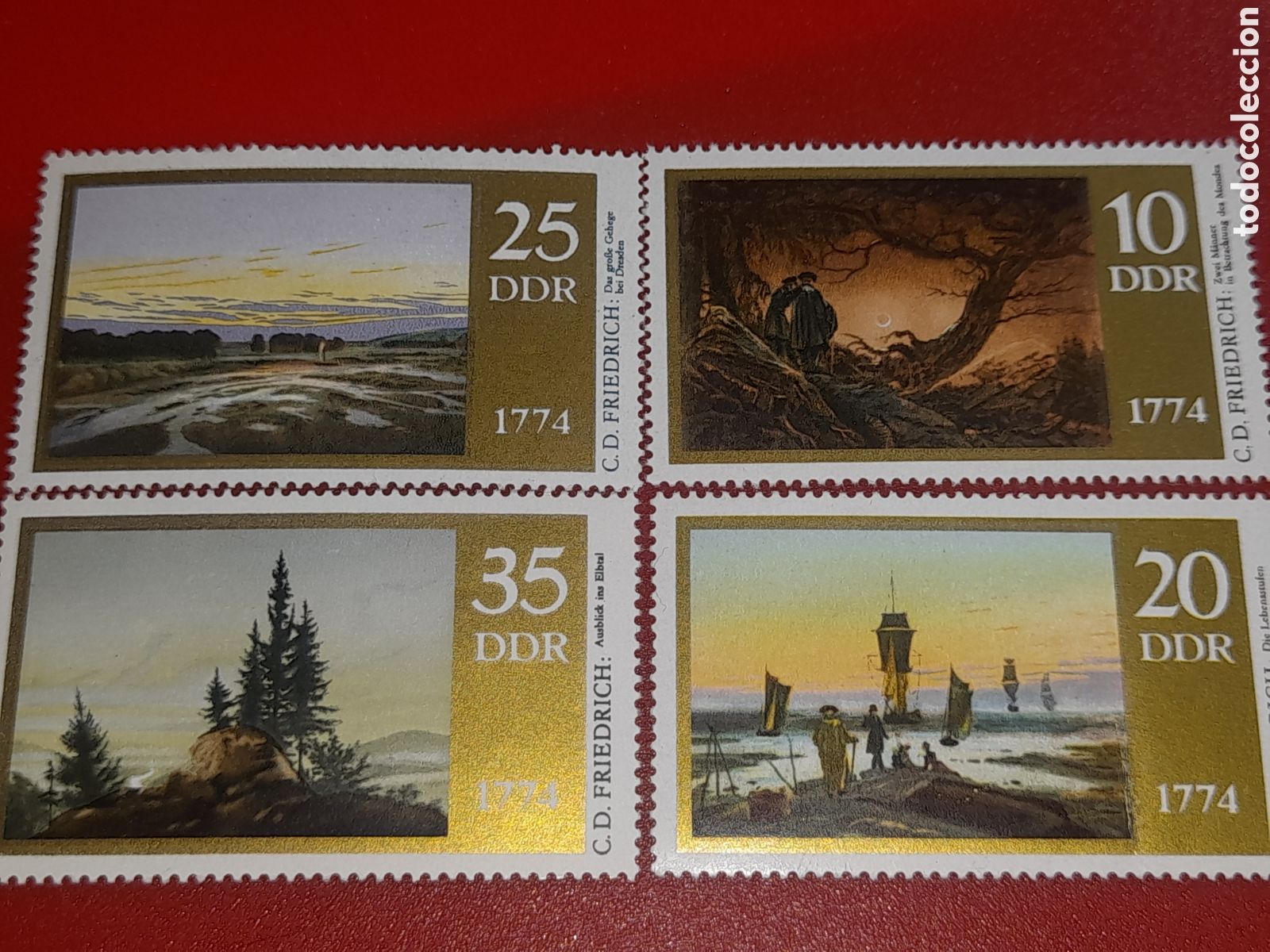 Sellos: Sello Alemania, DDR nuevo 1974. 200Aniv nacimiento Friedrich. Pintor. Pinturas. Arte. Naturaleza. Ve