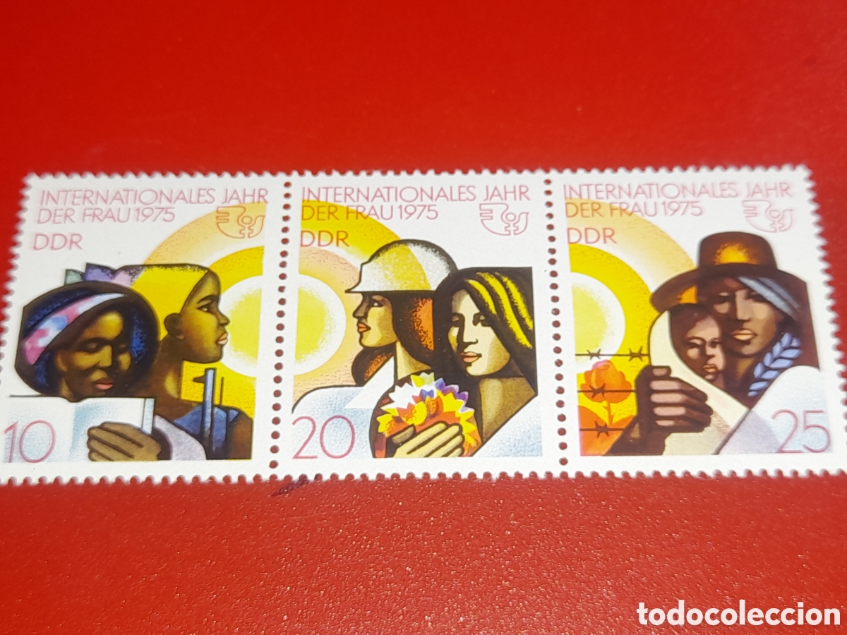 Sellos: Sello Alemania, DDR nuevo 1975. A&ntilde;o inte. mujer. Trabajos, armas, rifle, flores. Disfraz. Folclore.