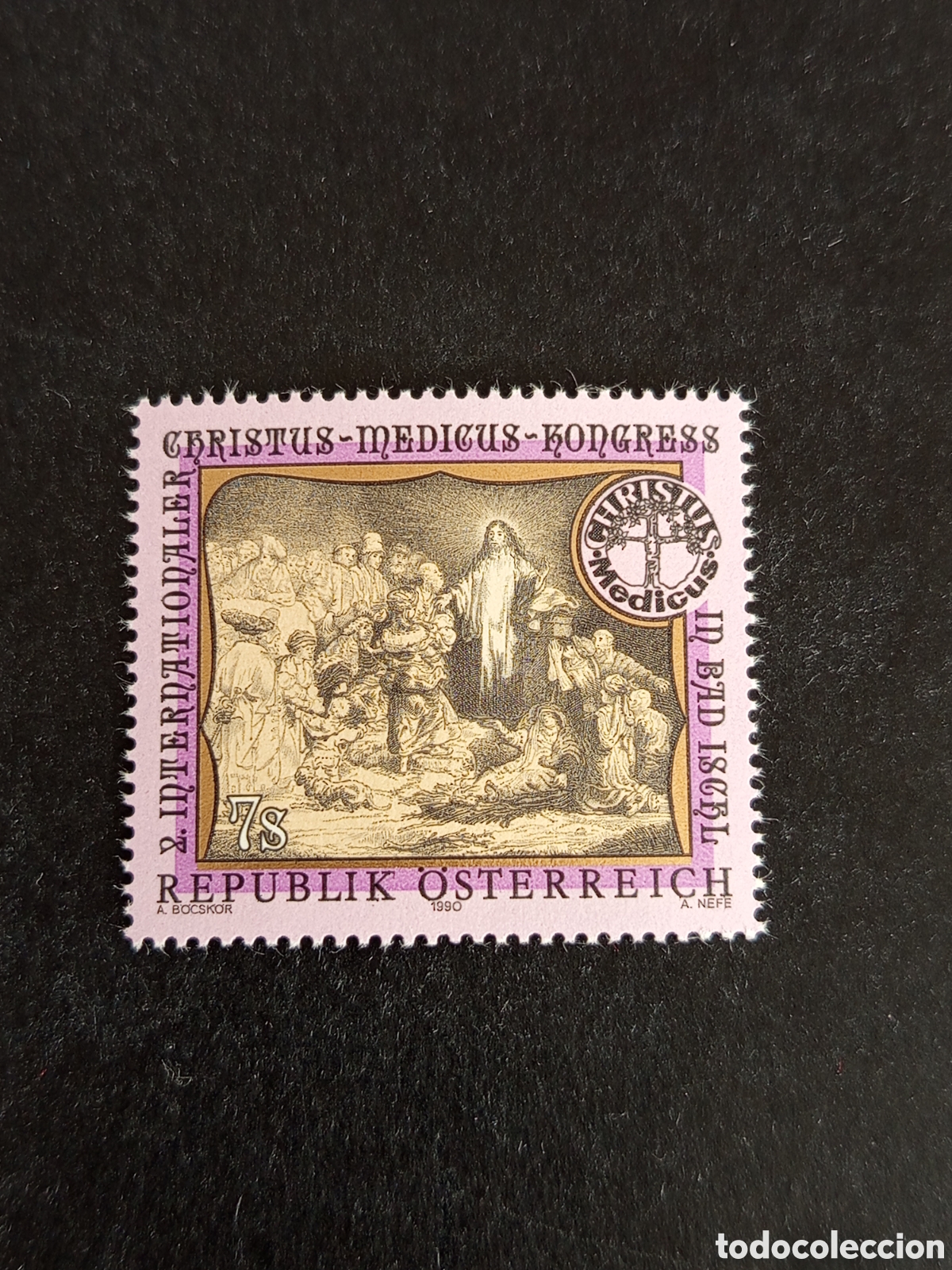 Sellos: AUSTRIA, 1990. Cristo curando enfermos de Rembrant. Yvert 1823. Pedido m&iacute;nimo 3 &euro;. Ver fotos .