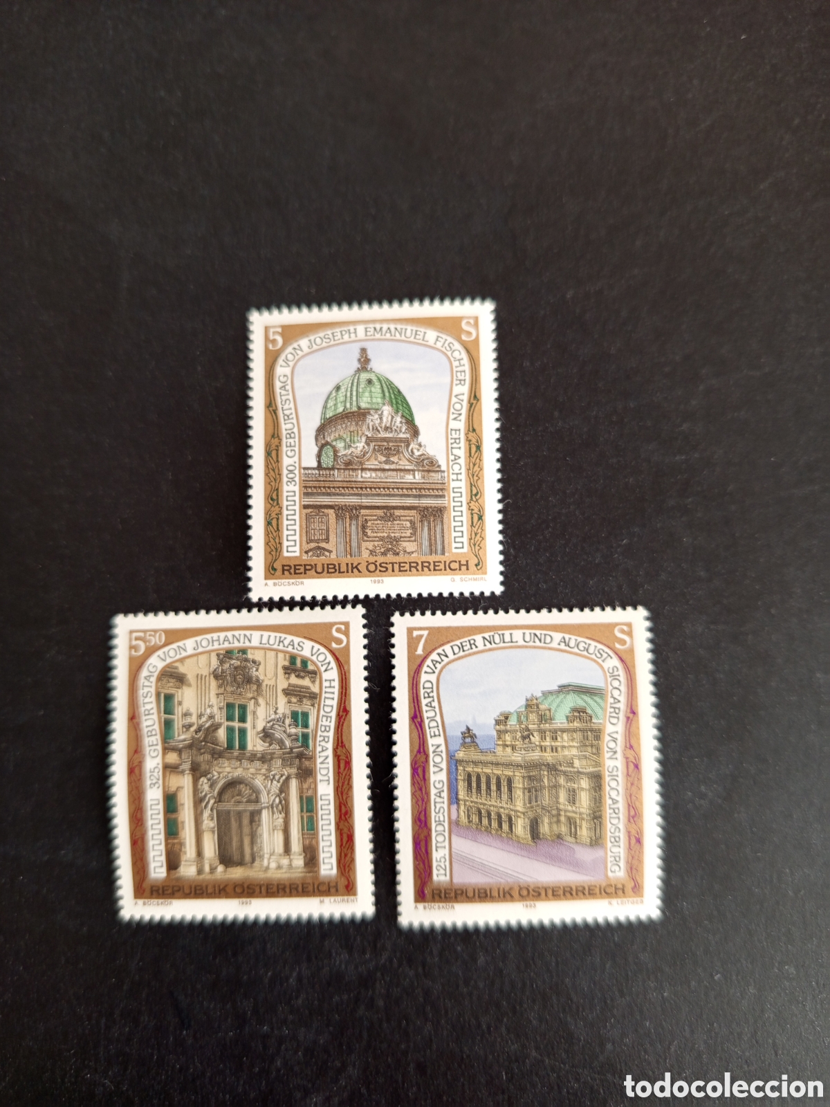 Sellos: AUSTRIA, 1993. Palacio Imperial y &Oacute;pera de Viena. Palacio Kinsky. Yv 1913/5. Pedido m&iacute;nimo 3 &euro;.