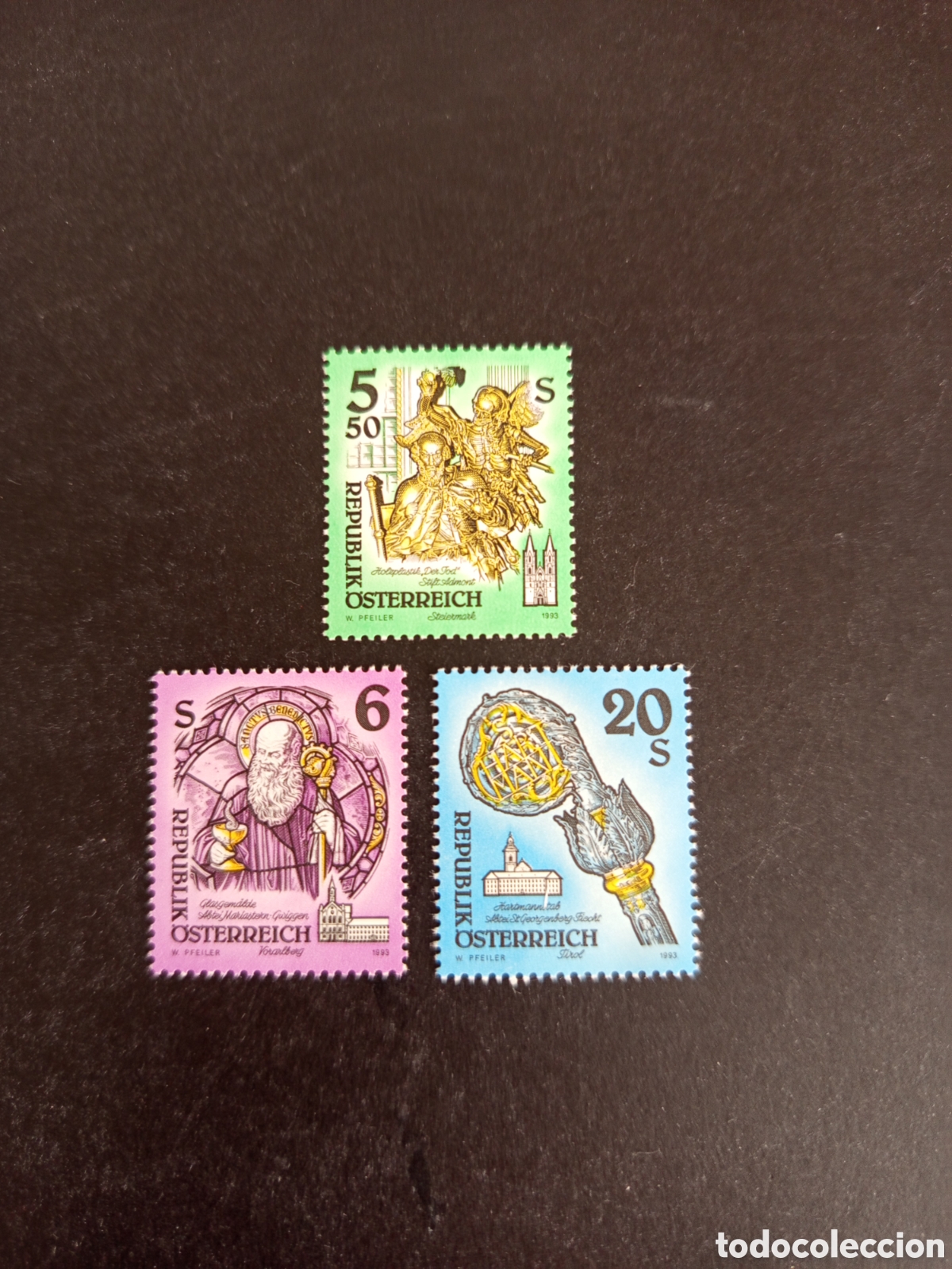 Sellos: AUSTRIA, 1993. Abad&iacute;as y monasterios de Austria. Tesoros art&iacute;sticos. Yv 1924/37/40. Pedido m&iacute;nimo 3&euro;