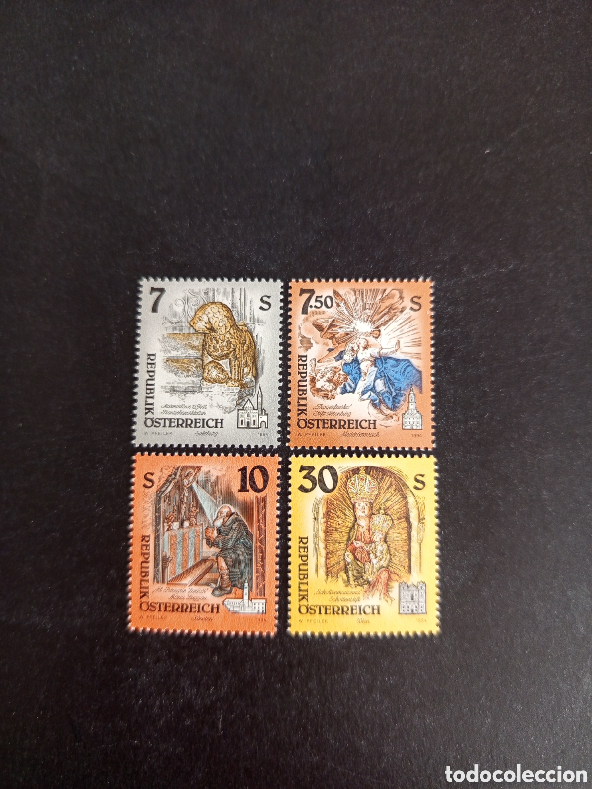 Sellos: AUSTRIA, 1994. Abad&iacute;as y monasterios.Tesoros art&iacute;sticos. Yv 1953/61/68/70. Pedido m&iacute;nimo 3&euro;.