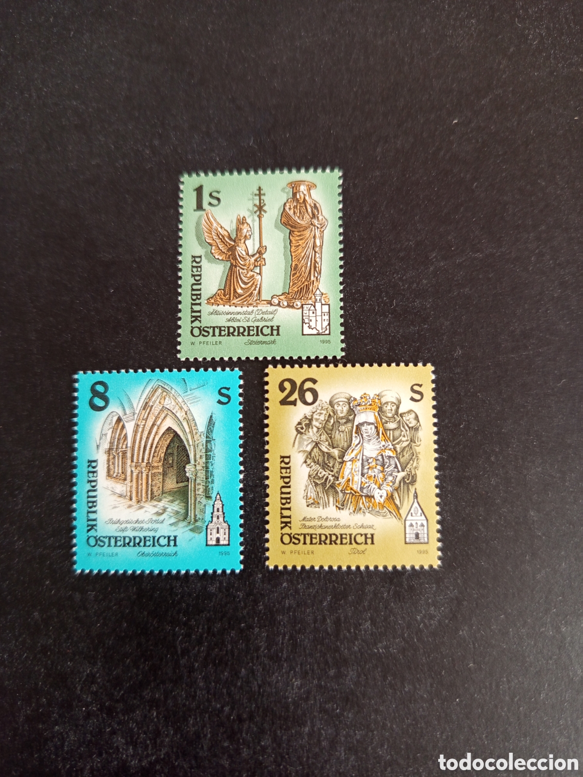 Sellos: AUSTRIA, 1995. Abad&iacute;as y monasterios.Tesoros art&iacute;sticos. Yv 1984/96/99. Pedido m&iacute;nimo 3&euro;.