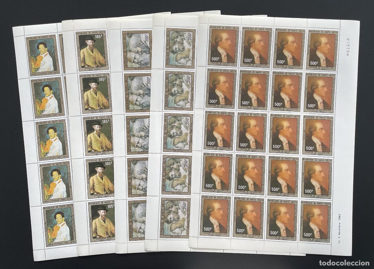 Sellos: Alto Volta 1983 YT 615-619 tablero Picasso Manet Rafael Goethe arte