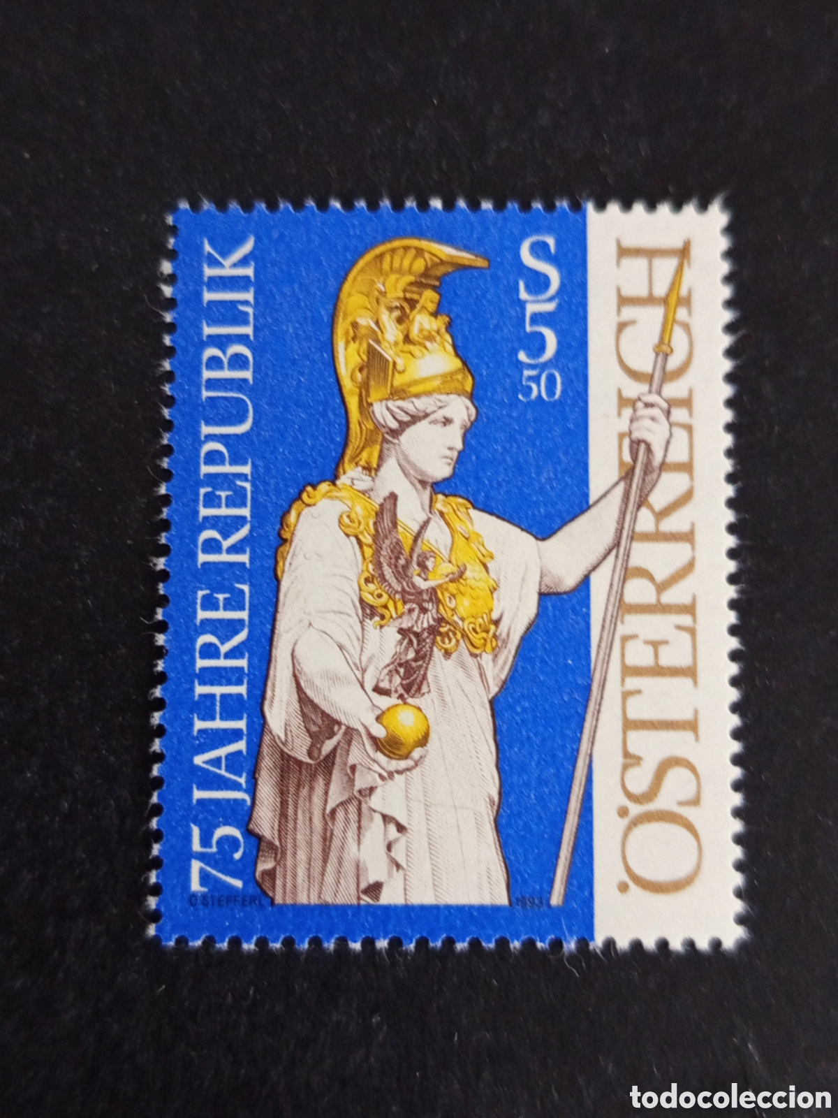 Sellos: AUSTRIA, 1993. Palas Atenea. 75 Aniversario Rep&uacute;blica. Yvert 1941. Pedido m&iacute;nimo 3 &euro;. Ver fotos.