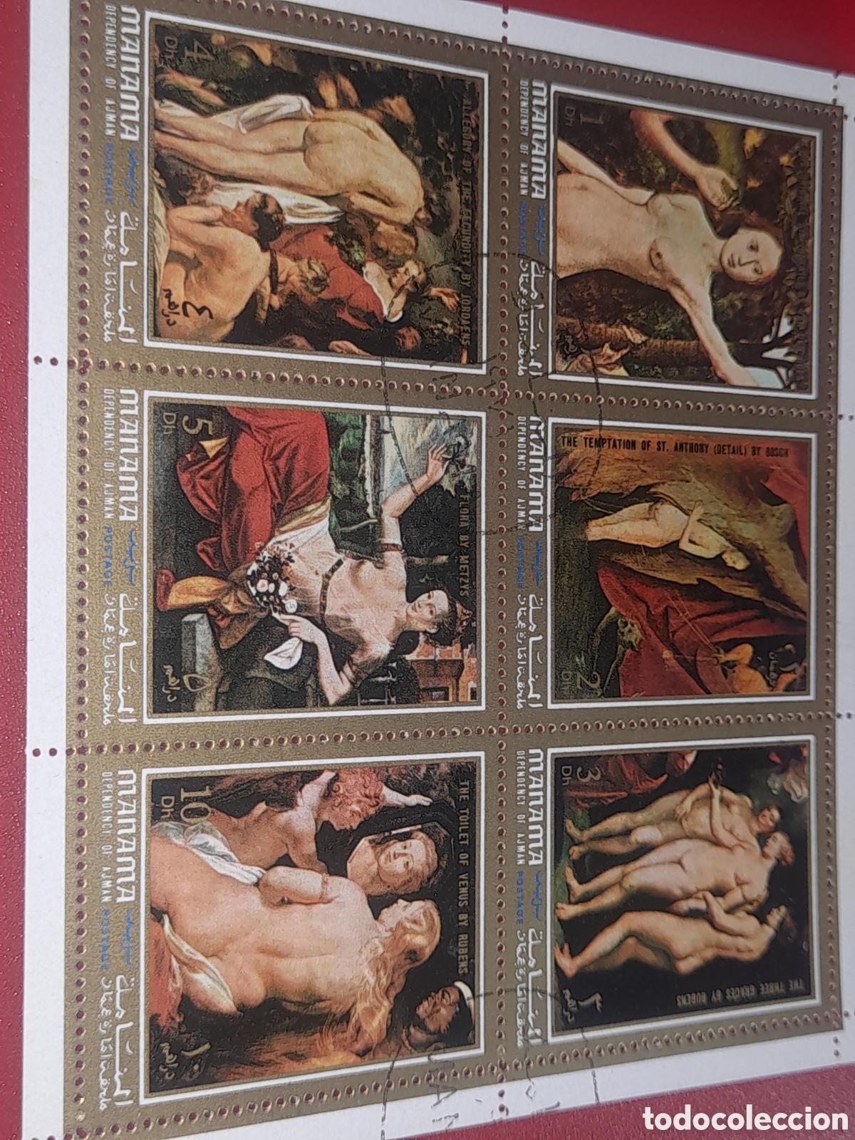 Sellos: HB Manama (E.A.U) nuevo 1972. Pinturas desnudos. Arte. Mujer. Rubens. Bosch. Goles. Las 3 gracias