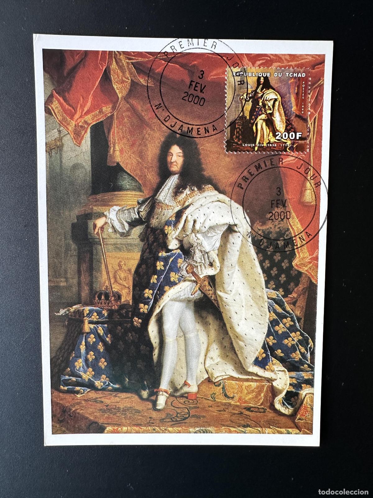 Sellos: Chad 1999 Mi. 1649 mapa m&aacute;ximo Luis XIV Rey Francia Pintura Historia del Arte