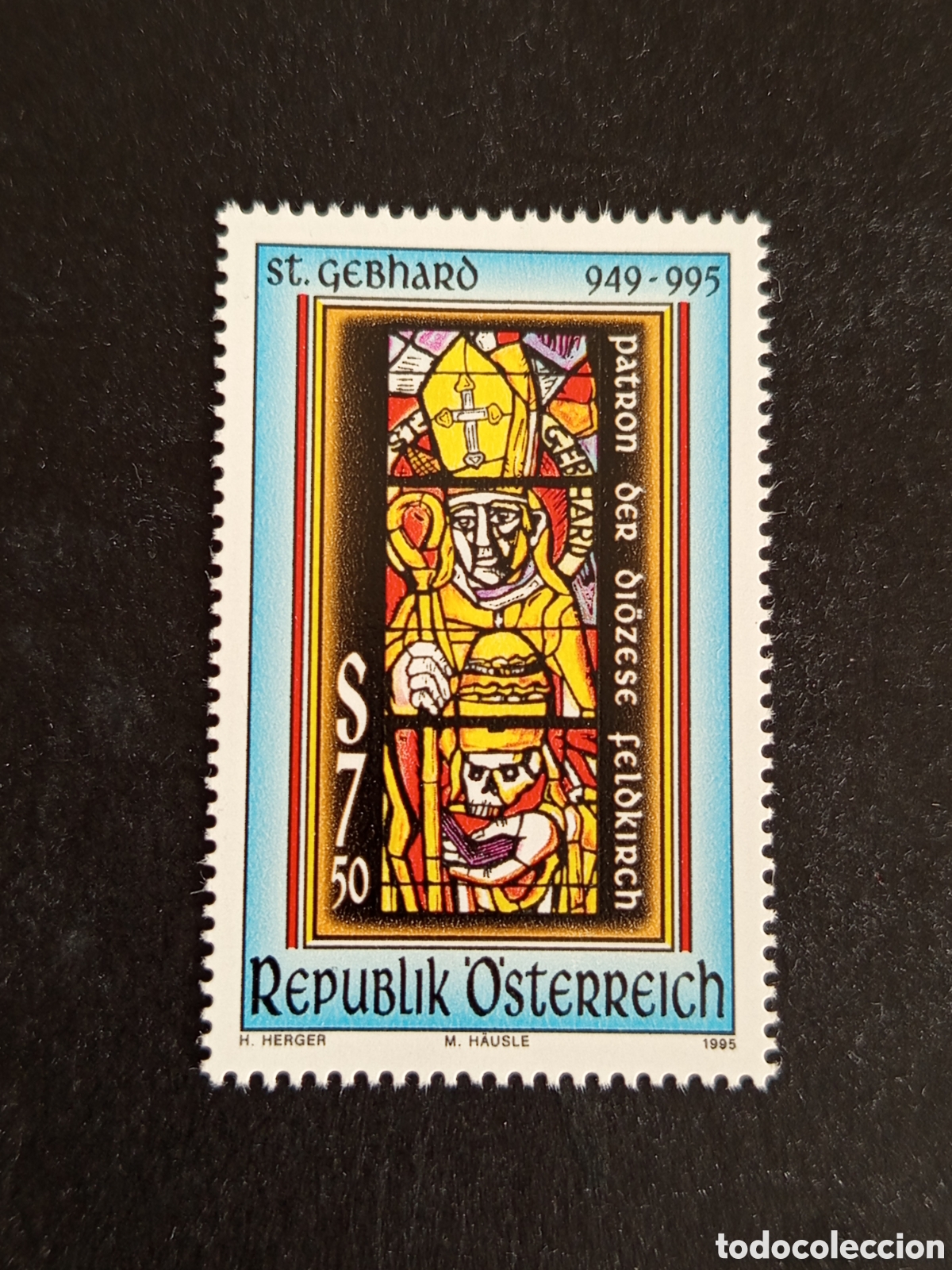 Sellos: AUSTRIA, 1995. San Gebhard. Vidriera. Yvert 1990. . Pedido m&iacute;nimo 3 &euro;. Ver fotos . Sello en nuevo