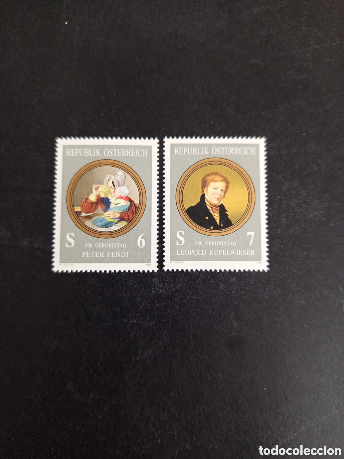 Sellos: AUSTRIA, 1996. Peter Fendi y Leopold Kupelwieser, pintores. Arte. Yvert 2011/2. Pedido m&iacute;nimo 3 &euro;.